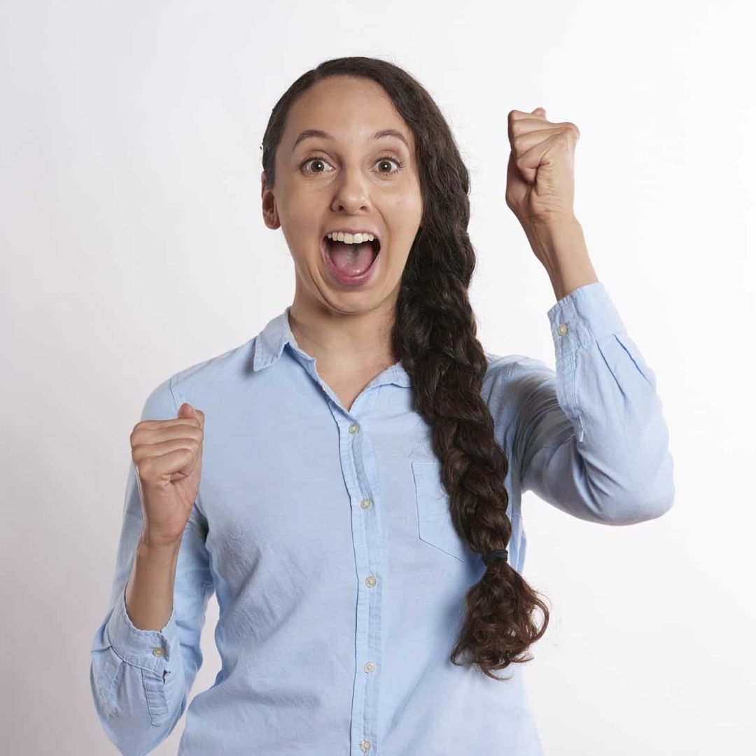 A happy person who knows how to improve her personal growth